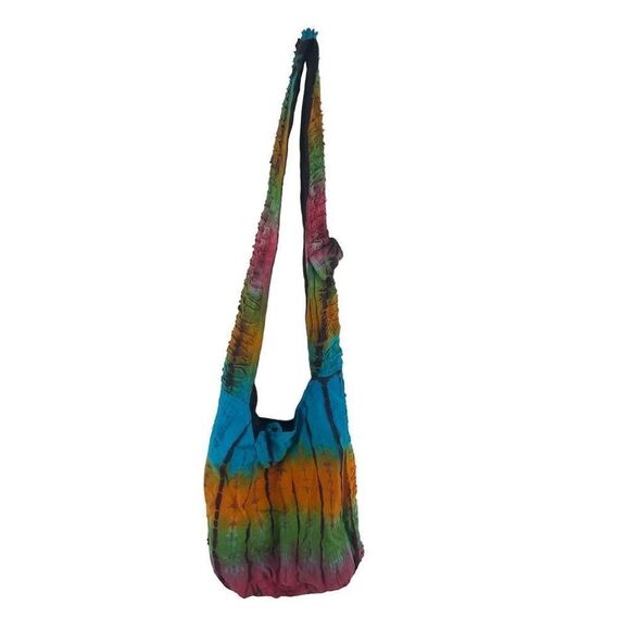 Rising International Women's Sling Shoulder Bag Tie Dye Boho Rainbow Ruffled - Picture 7 of 14